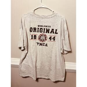 Vintage YMCA Worldwide Original 1844 Double Sided Graphic T-Shirt Gray Adult L